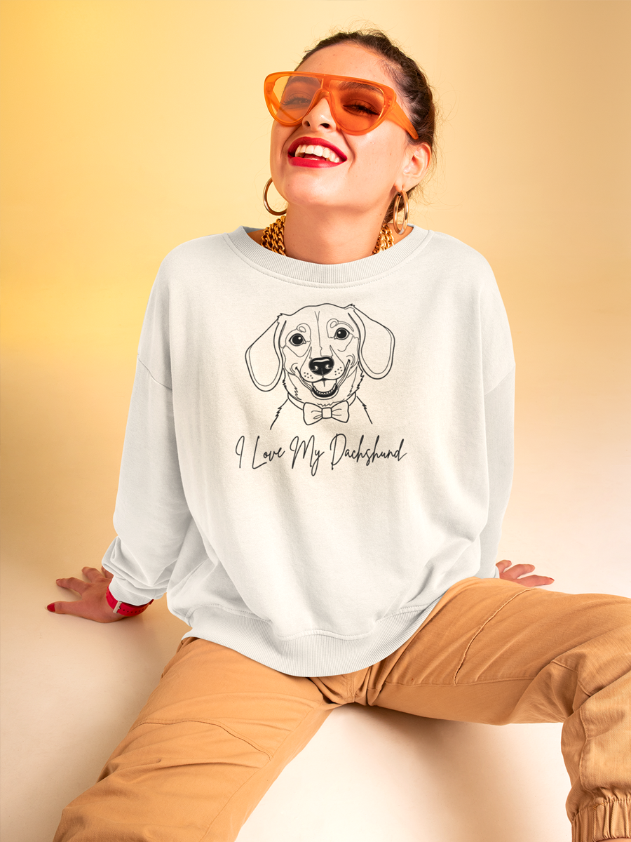 I Love My Dachshund Sweatshirt – Minimal Line Art Dachshund.