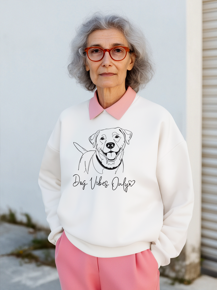 Dog Vibes Only Sweatshirt – Minimal Line Art Design for Dog Lovers.