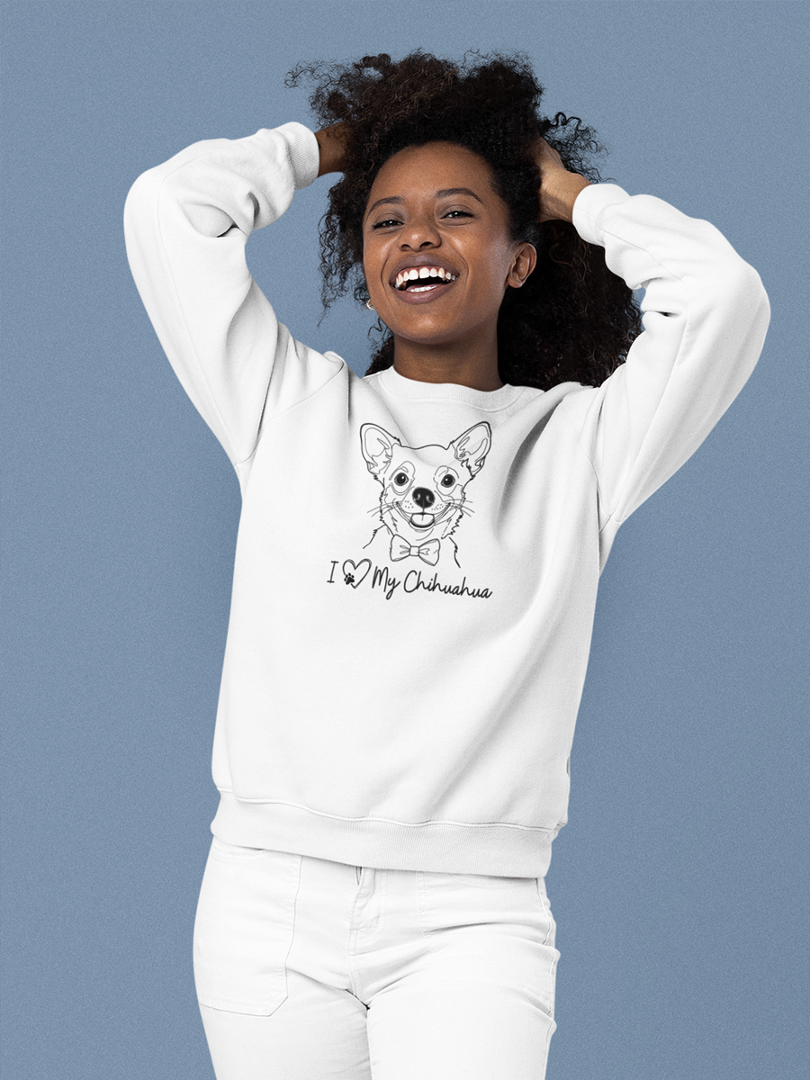 I Love My Chihuahua Sweatshirt – Minimal Line Art for Dog Lover.