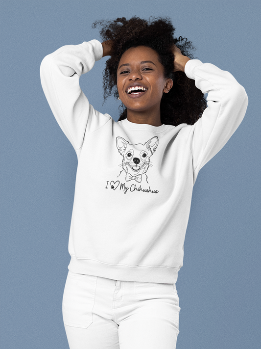 I Love My Chihuahua Sweatshirt – Minimal Line Art for Dog Lover.
