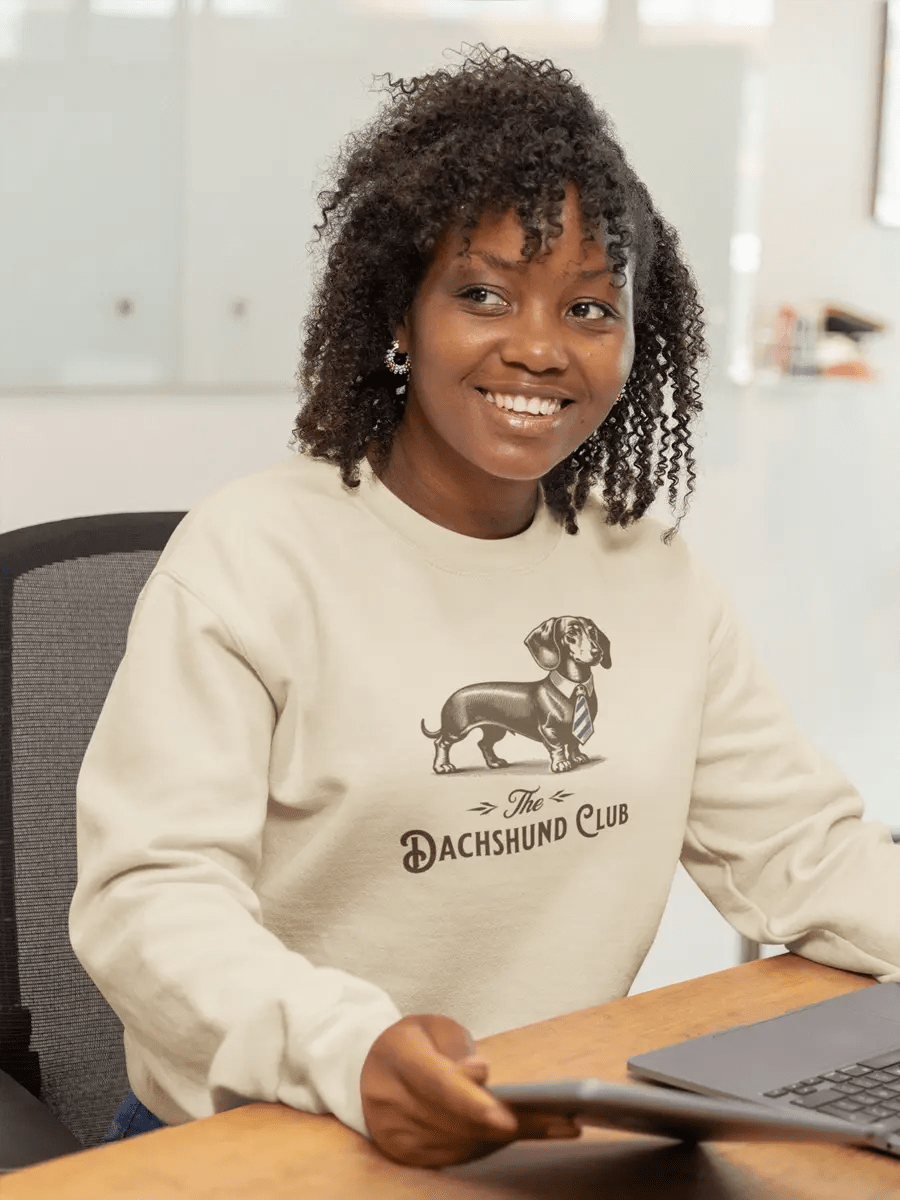 The Dachshund Club Sweatshirt - Vintage Dachshund in Tie Gift for Dachshund Lovers - PrintsDog