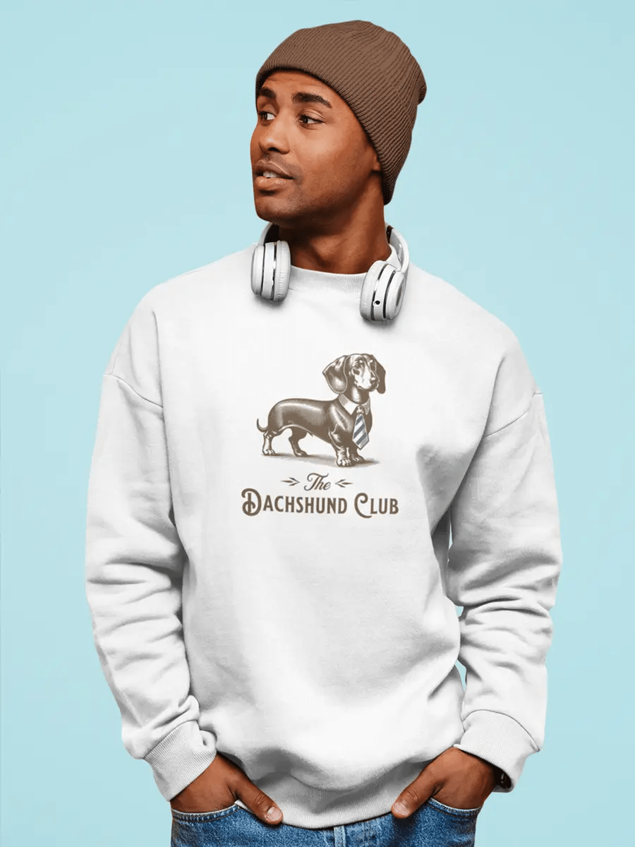 The Dachshund Club Sweatshirt - Vintage Dachshund in Tie Gift for Dachshund Lovers - PrintsDog