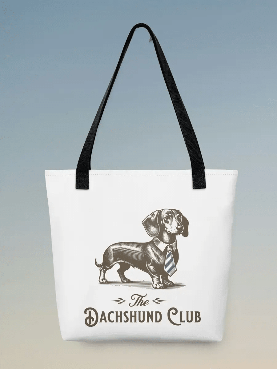 The Dachshund Club Tote Bag - Vintage Dachshund in Tie Gift for Dachshund Lovers. - PrintsDog