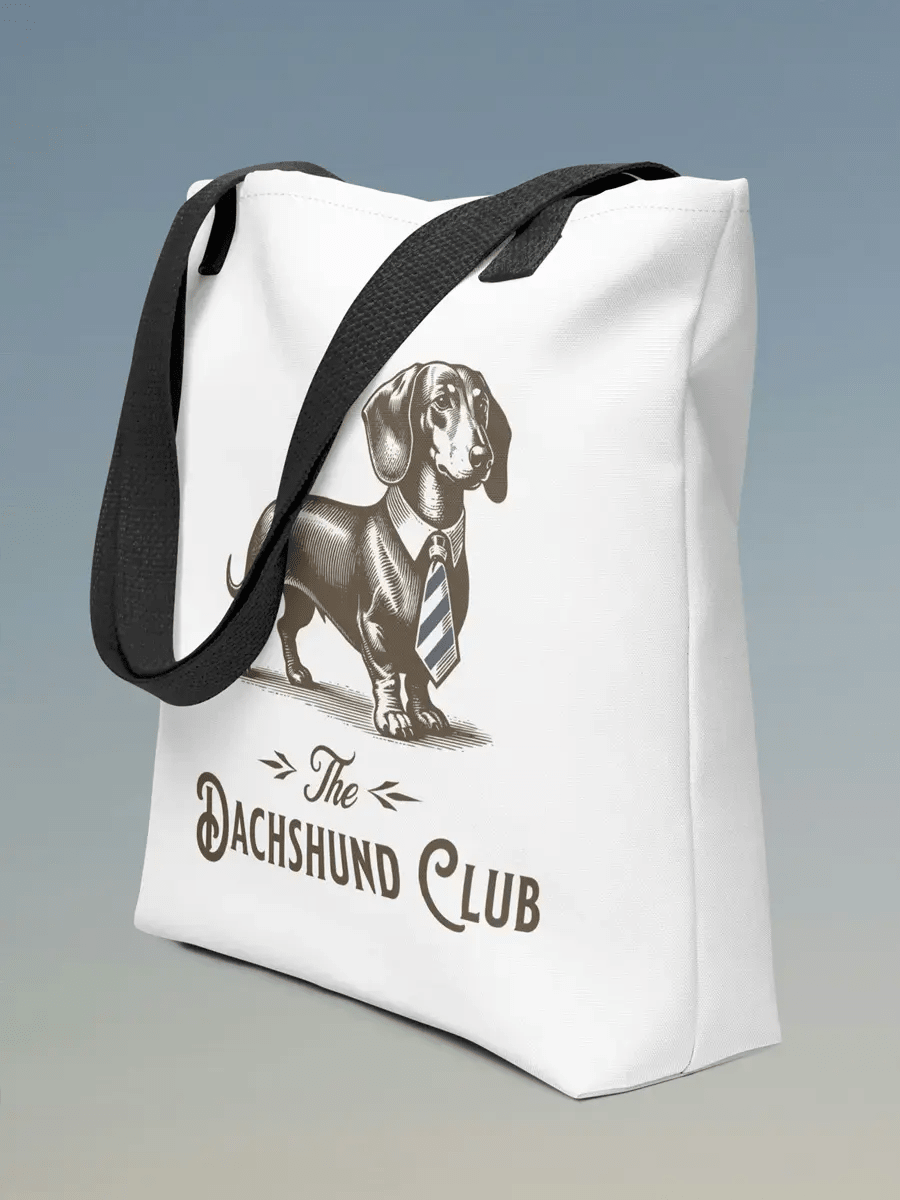 The Dachshund Club Tote Bag - Vintage Dachshund in Tie Gift for Dachshund Lovers. - PrintsDog