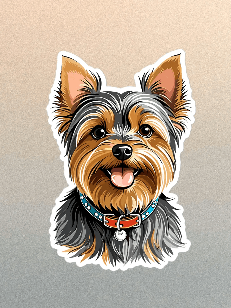 Yorkie Sticker - Waterproof Yorkshire Terrier Vinyl Decal for Laptop & Water Bottle. - PrintsDog